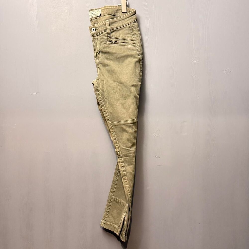Lucky Brand Brooke Skinny Jeans Olive Wash Moto Zip Ankle Stretch Mid Rise 8